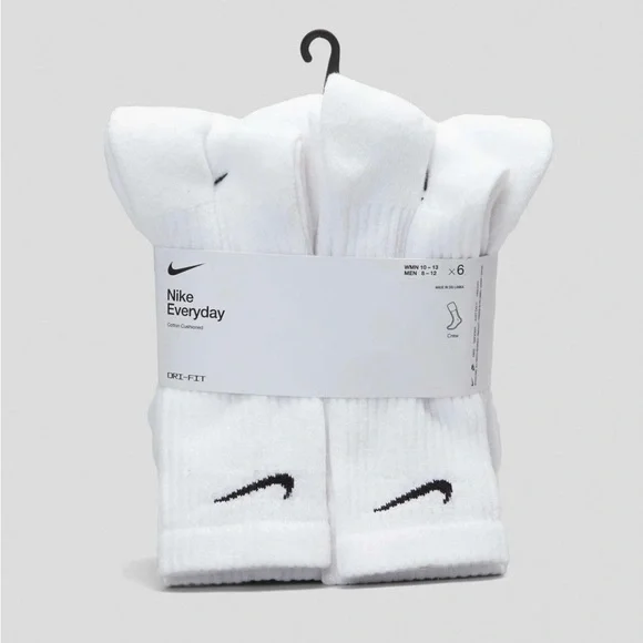 White Nike Everyday Plus Max Cushioned Crew Socks - (6 Pairs) - Picture 1 of 3